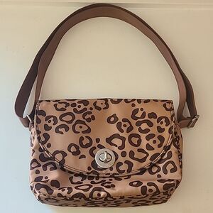 Baggallini Brown Leopard Print Bag Turnlock Adjustable Strap Crossbody Brown Tan